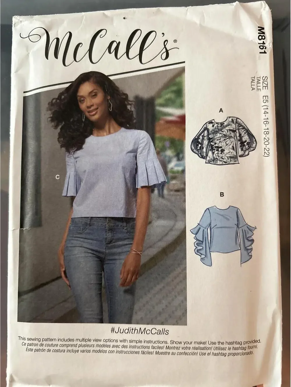 McCall's M8161 Judith McCalls Sewing Pattern Women's Tops Size 14-22